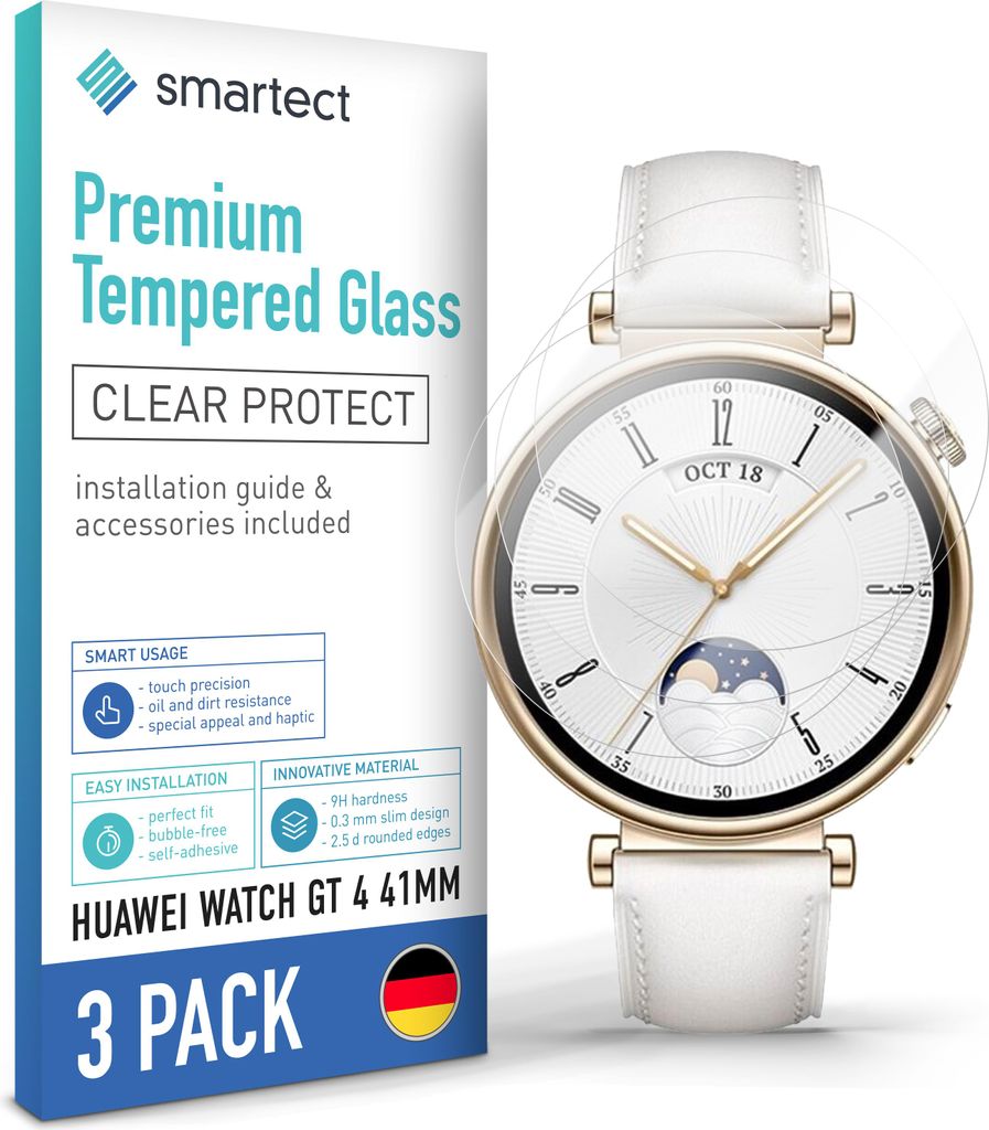 3x Schutzglas Panzerfolie Klar für Huawei Watch GT 4 41mm Produktbild 
