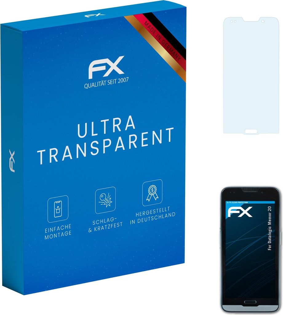 atFoliX FX-Clear 2x Schutzfolie kompatibel mit Datalogic Memor 20 Displayschutzfolie