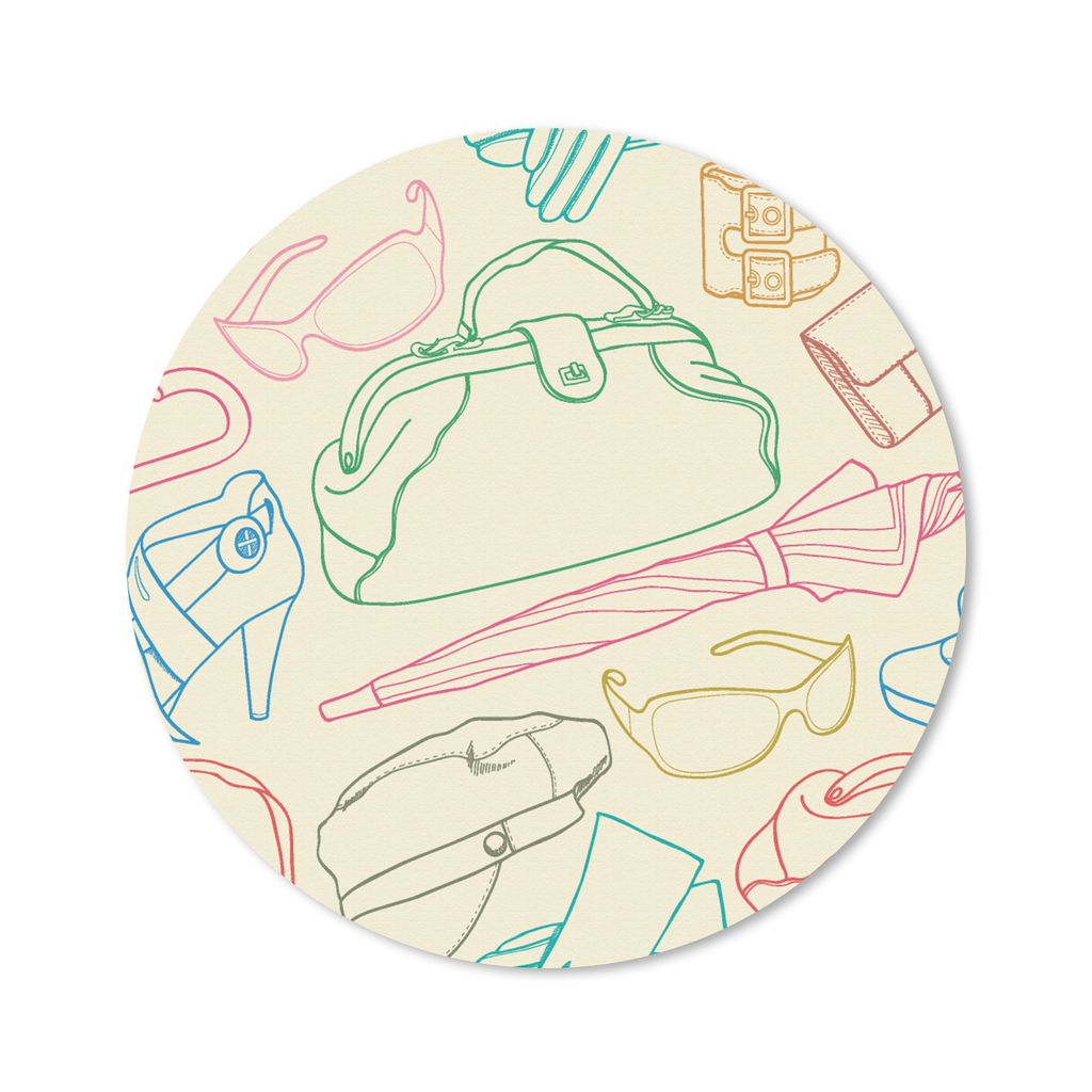 MuchoWow Mauspad Mousepad Pastell - Tasche - Kleidung - Schnittmuster 50x50 cm - Mousepads - Maus Mat - Pad - Mausunterlage - Vinyl