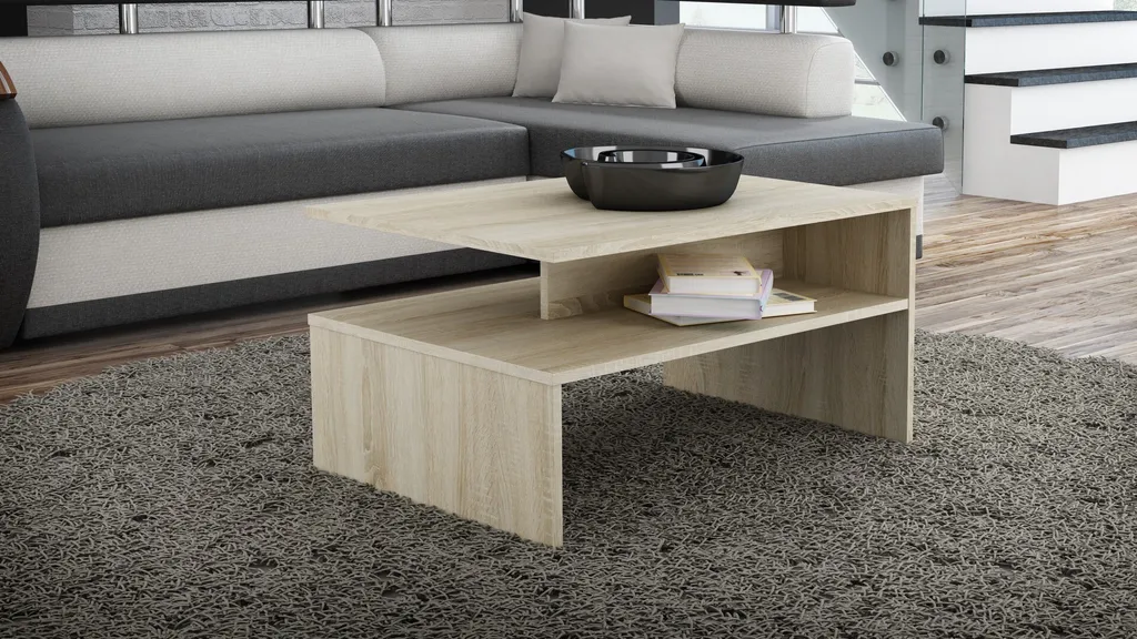 Table basse GUIREN chêne sonoma : meuble stable et facile à entretenir