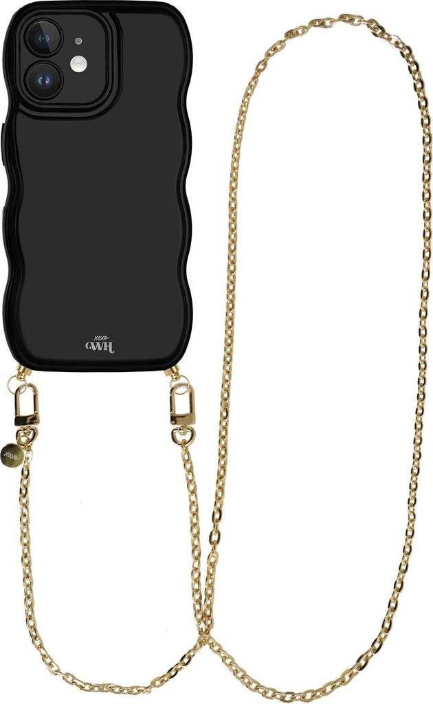 Glossy Wavy Cord Hülle Black - Dreamy (Lange Handykette) - Kompatibel mit iPhone 12