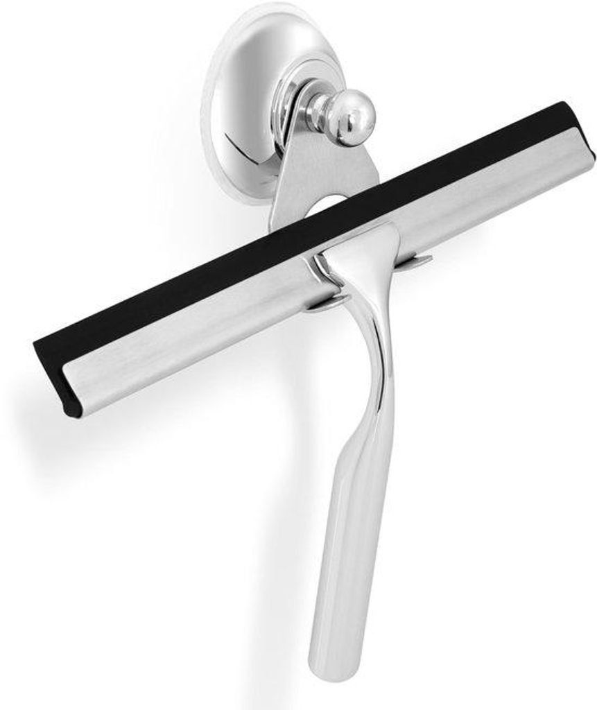 Kunststof douchewisser van roestvrij staal - 25 cm breed - met ophanging en stoffzuigerhalter, reservelip