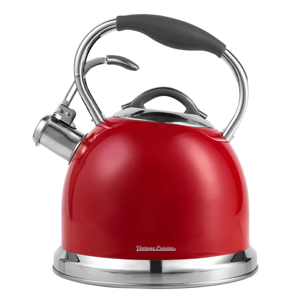 Bollitore Vintage Cuisine Rosso con Fischio - Teiera Acciaio Inox 2.4L