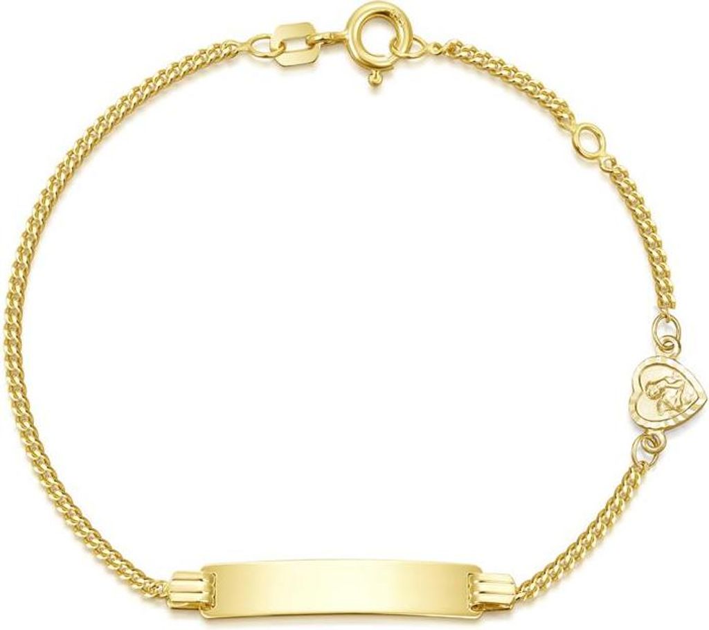 SILBERKETTEN STORE Kinder-Gravurarmband mit Herzanhänger Panzer 1,8 - 333 Gold - 14cm