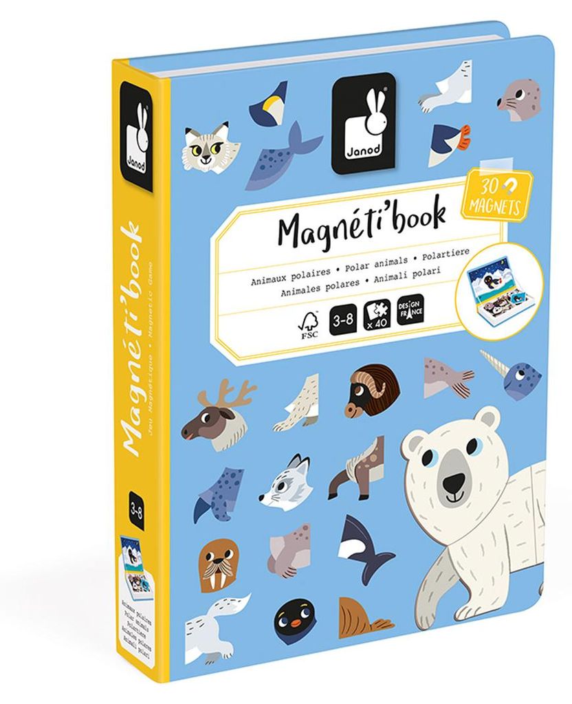 Janod Magnetibook - Lernspielzeug Magnetbuch Arktische Tiere Kreativspielzeug