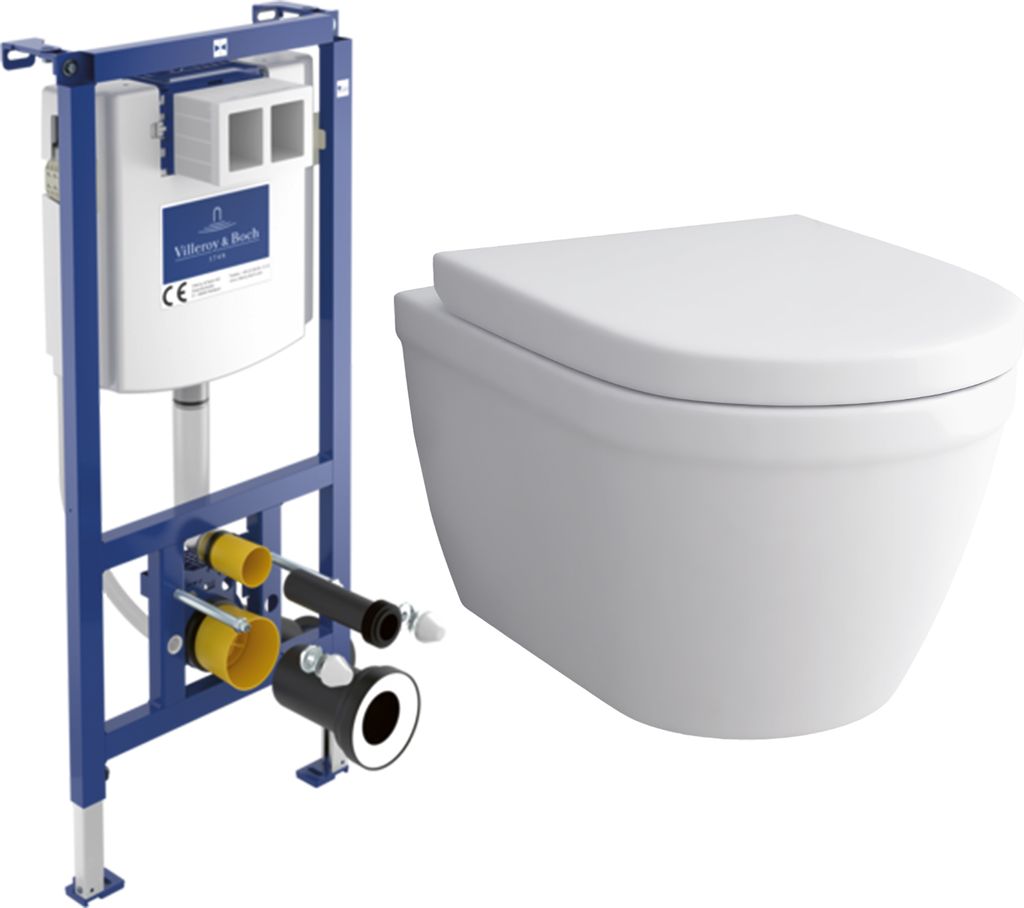 Alpenberger Spülrandloses Dusch WC Set mit ViConnect (Villeroy & Boch) Unterputz-Spülkasten | Wandhängende Toilette mit WC Sitz Softclose | Komp...