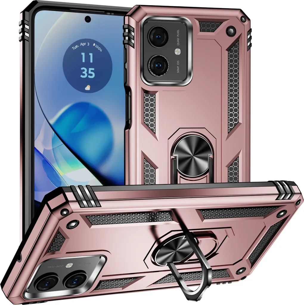 Cover Militare Moto G54 Oro Rosa: Pronta a Ogni Avventura Quotidiana