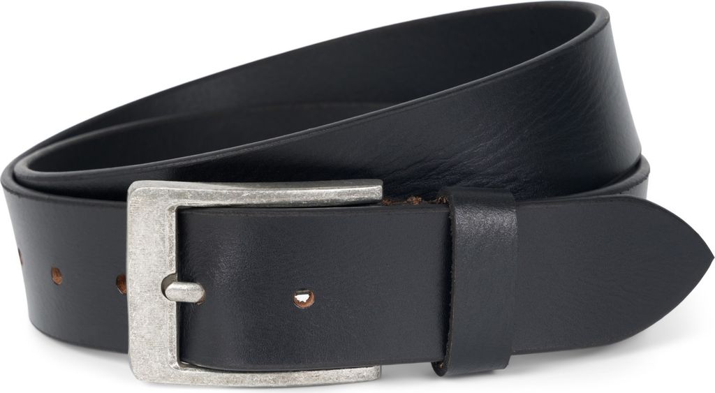 styleBREAKER Uni Rindsleder Gürtel Unifarben mit gemaserter Oberfläche und gebürsteter Schnalle, kürzbar 03010126