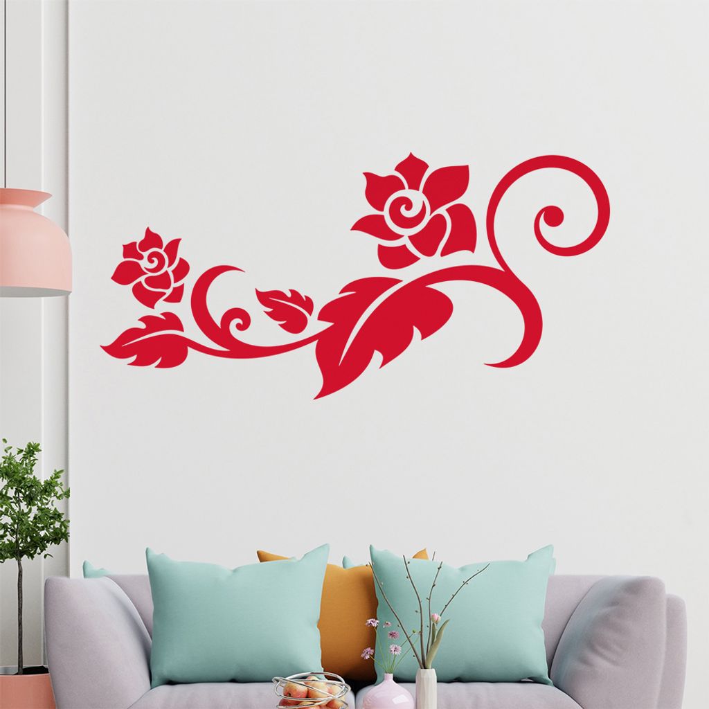 Rose - Linien Wandtattoo in 6 Größen - Wandaufkleber Wall Sticker - Dekoration, Küche, Wohnzimmer, Schlafzimmer, Badezimmer
