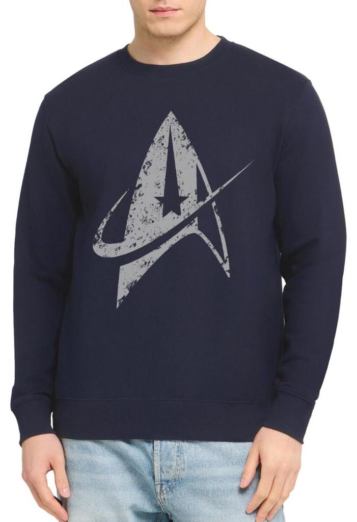Spreadshirt Star Trek Discovery Delta Abzeichen Used Look Uni Pullover, XL, Navy