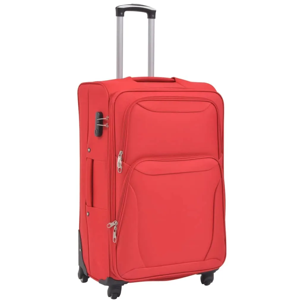 Set de 3 valises souples trolley rouge avec roues multidirectionnelles - 3
