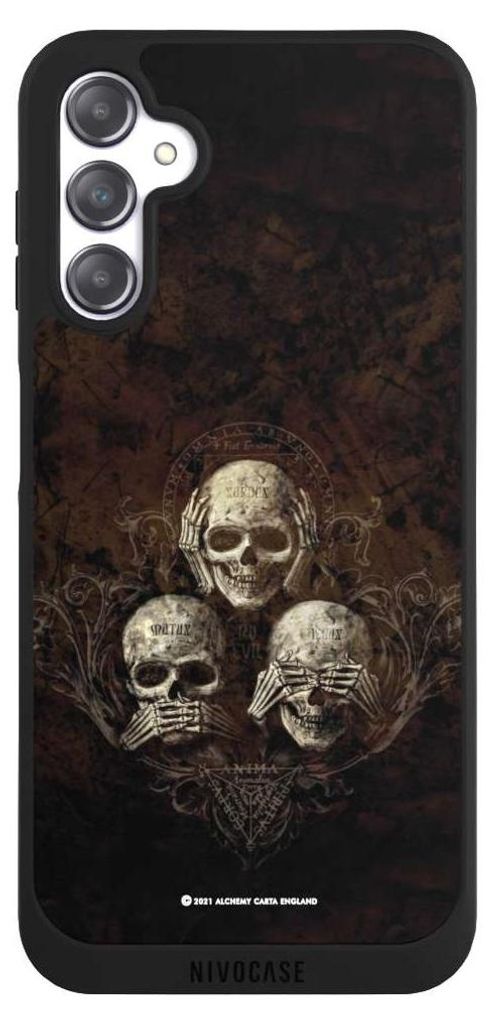 NIVOCASE Handyhülle für Samsung Galaxy A14 5G Hülle NIVOpure Case Schwarz Art Gothic Totenköpfe
