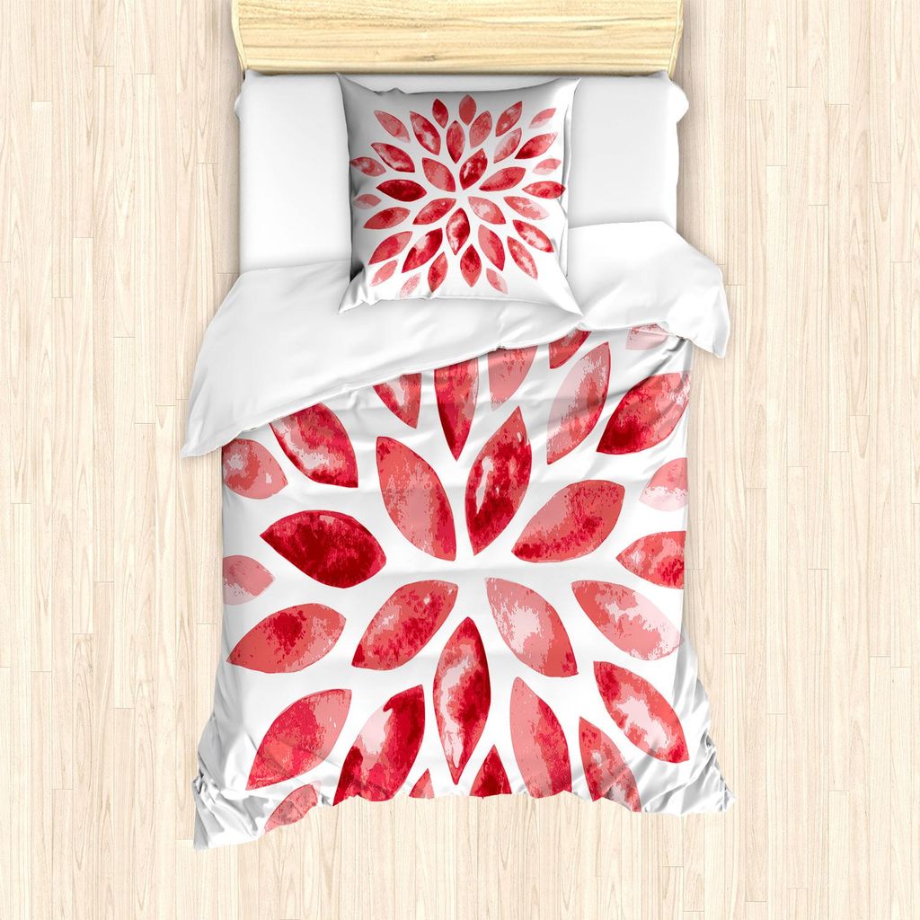 ABAKUHAUS Blumen Bettbezug Set, Aquarell-Art-Blumen-Knospen-Blumenblatt-Natur-Schönheits-Blüte-künstlerischer Boho Flourish-Druck, 135 x 200 cm ...