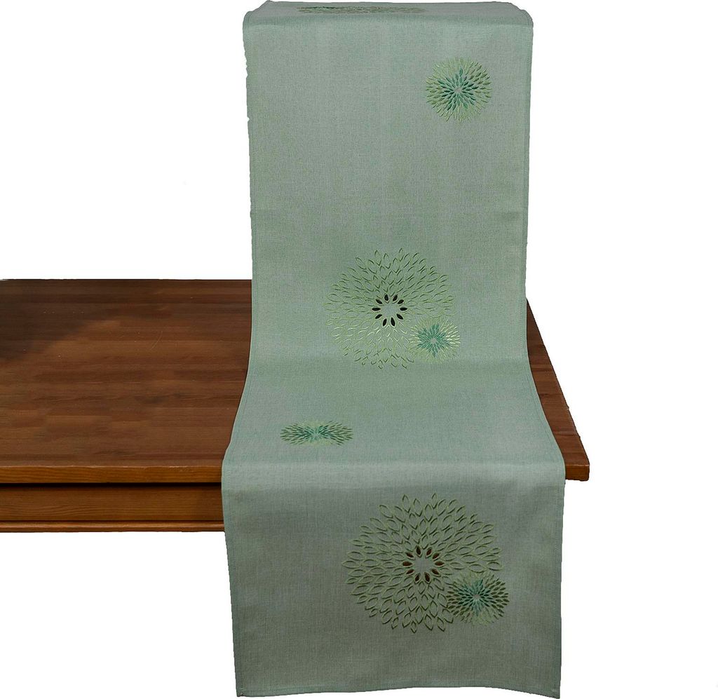 heimtexland Läufer Tischdecke Leinen-Optik bestickt Deko Esszimmer Serie Pusteblume Tischwäsche Stickerei Blumen Ornamente Deckchen Typ887 Tis...