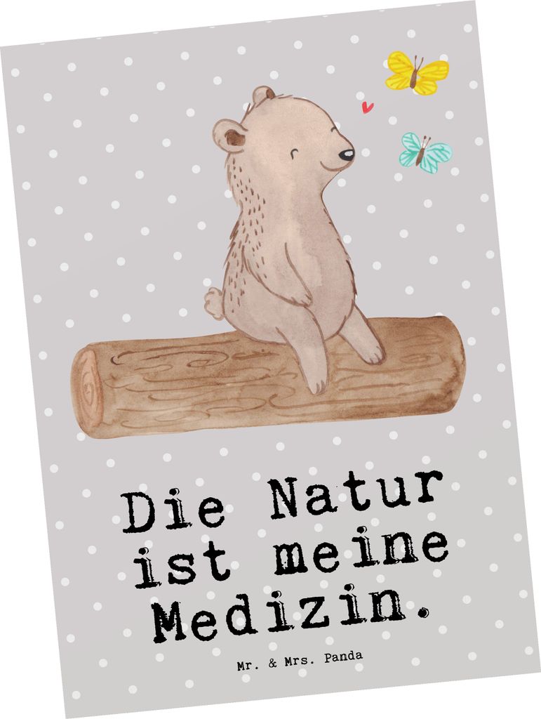 Mr. & Mrs. Panda Grußkarte Bär Naturliebhaber - Grau Pastell - Geschenk, Postkarten, Wandern, Postkarte, Fotokarte, Ansichtskarte, Nature Lover, ...