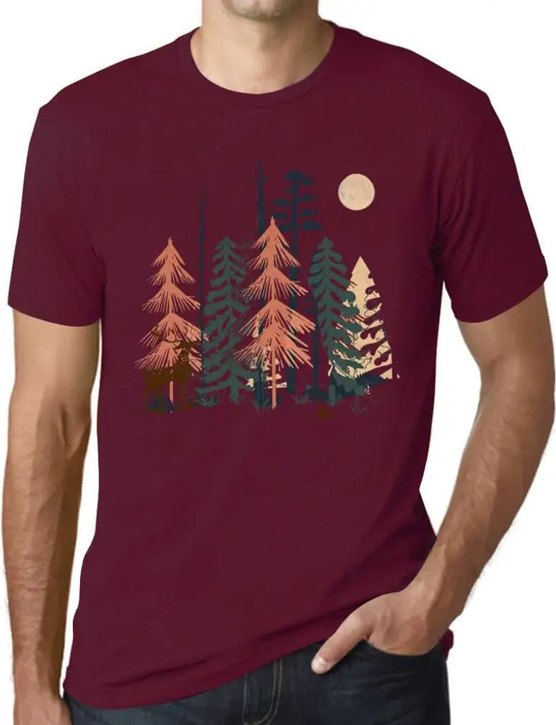 Herren Grafik T-Shirt Natur Wald Mond – Nature Forest Moon – Öko-Verantwortlich Vintage Jahrgang Kurzarm Lustige Druck Geburtstag Geschenk Mann