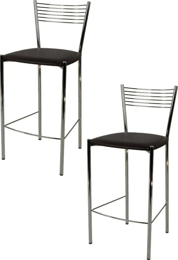 Tommychairs Set 2 Sgabelli Bar Elegance Moka Acciaio Cromato Moderni