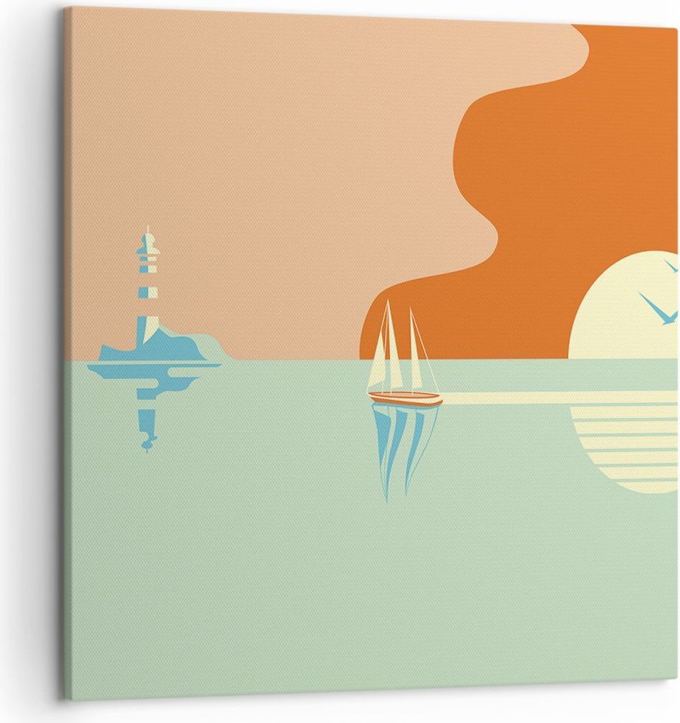 Bild auf Leinwand - Leinwandbild - Einteilig - Sonne Segelschiff Laterne - 50x50cm - Wand Bild - Wanddeko - Wandbilder - Leinwanddruck - Bilder - W...