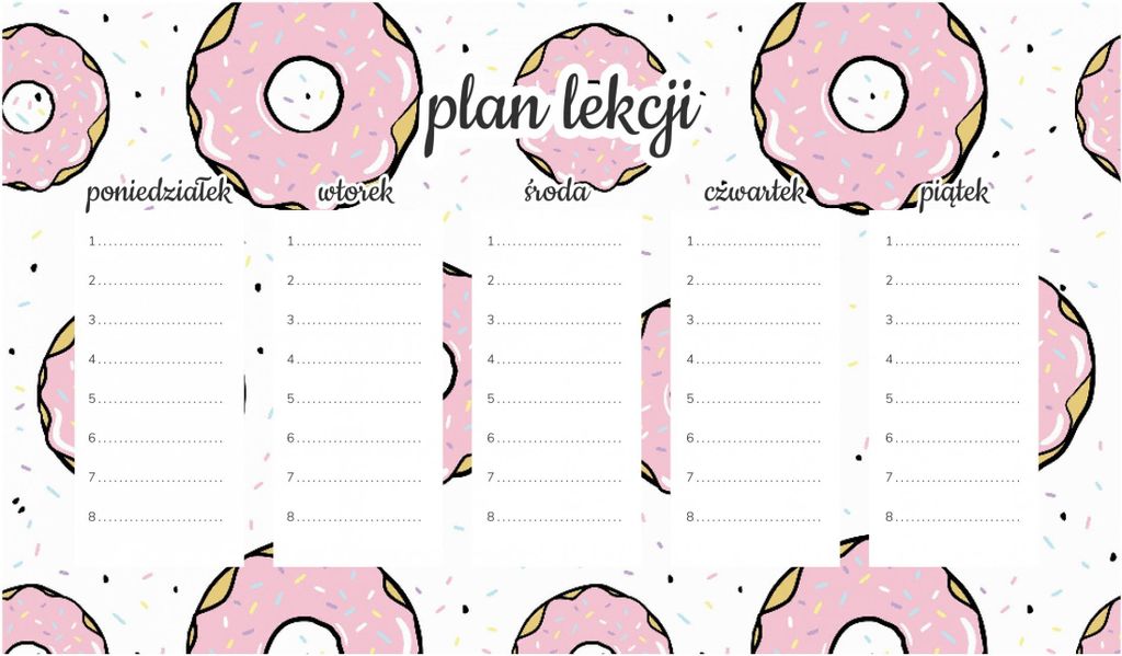 Magnetischer Unterrichtsplan „Pink Donuts“ 30 x 17,5 cm