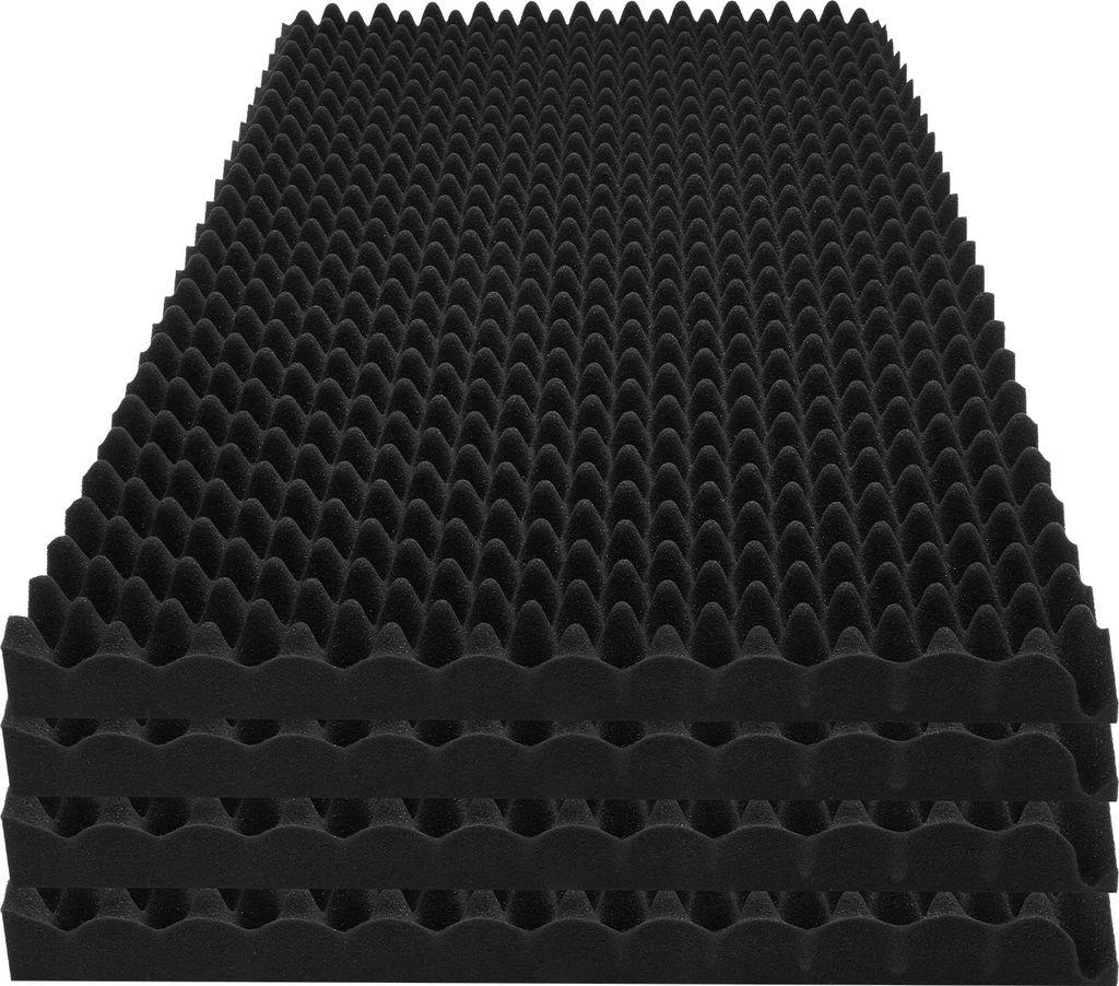 SucceBuy Akustikschaumstoffplatten, 4er-Pack 48 x 24 x 2 Zoll. Eierförmiges Design Schallabsorbierend für Studio. Schwarz