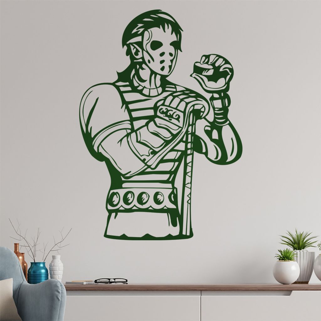 Eishockey Maske Wandtattoo in 6 Größen - Wandaufkleber Wall Sticker - Dekoration, Küche, Wohnzimmer, Schlafzimmer, Badezimmer