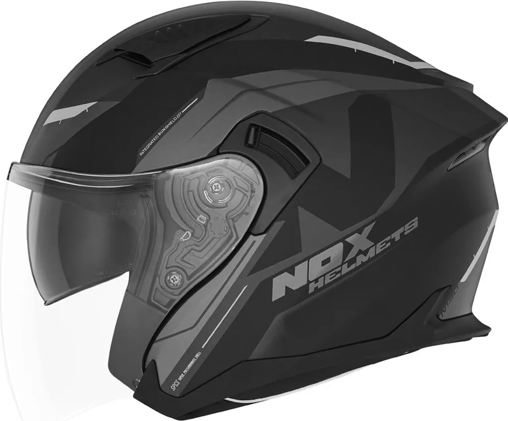 Casque Moto Jet Nox N130 Klint avec Écran Long - Coloris Gris et Noir