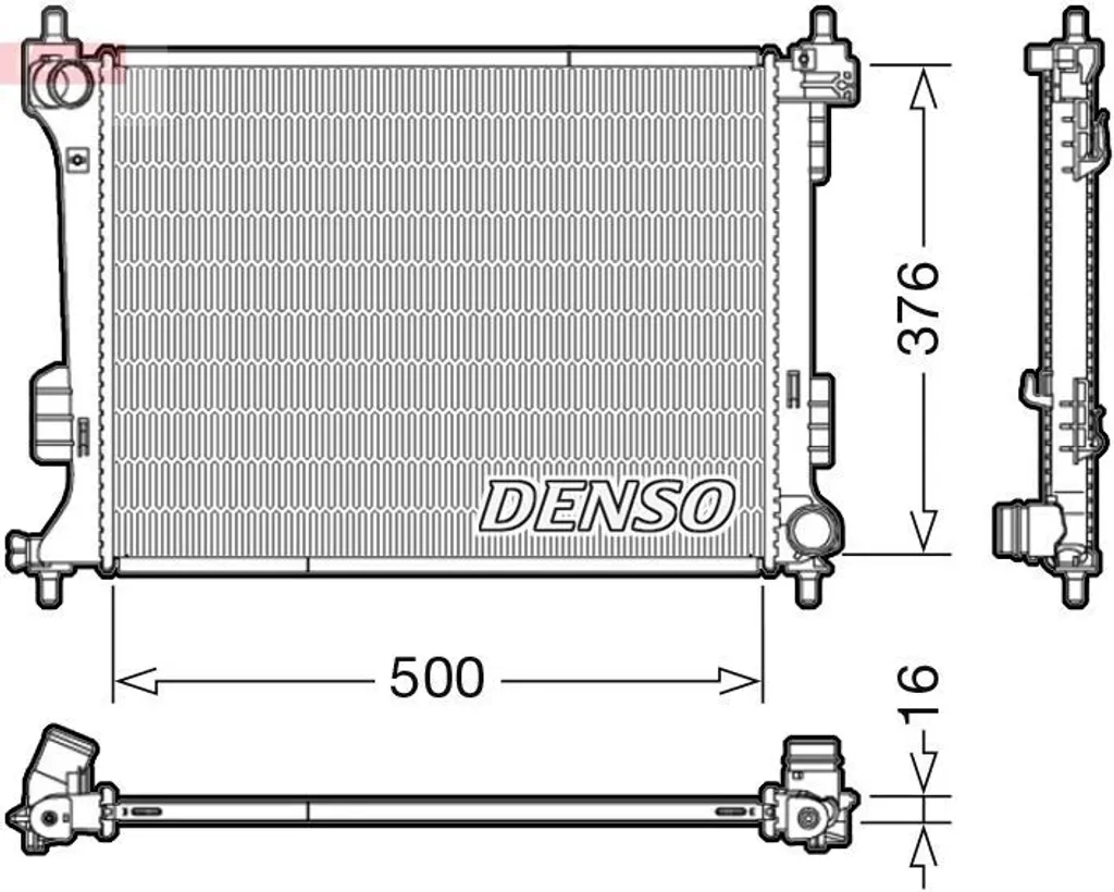 Radiateur d'eau DENSO DRM41010 en aluminium robuste pour i20 PBT