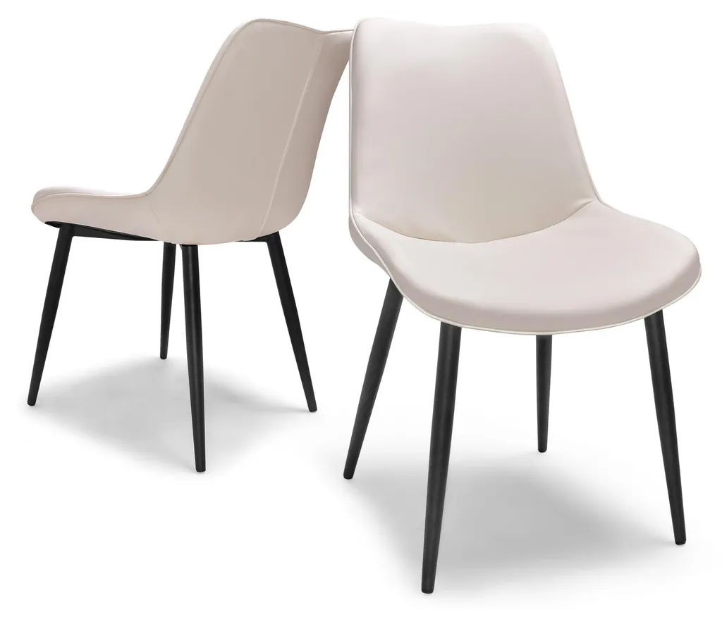 Lot de 2 chaises en simili-cuir crème pour salle à manger ou bureau