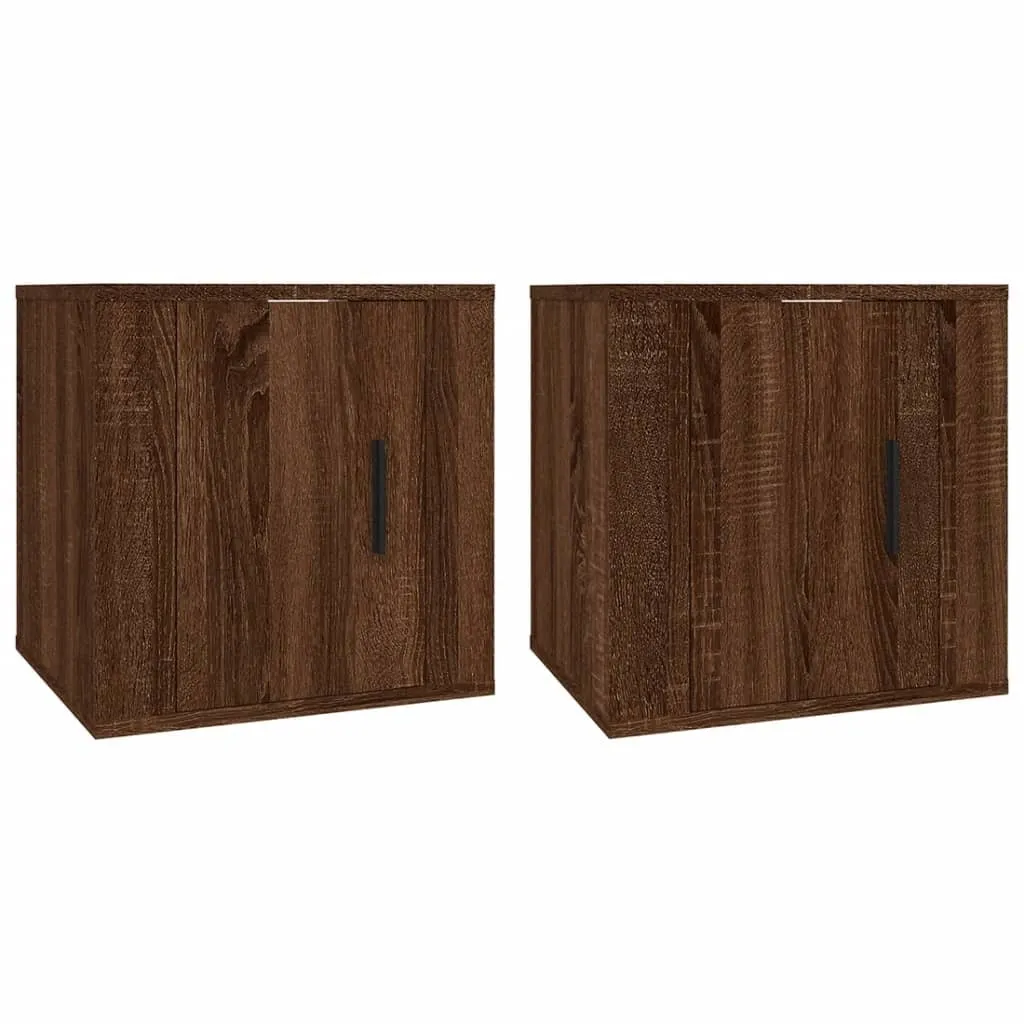 Meuble TV flottant effet bois foncé - Set de 2 modules de 40cm