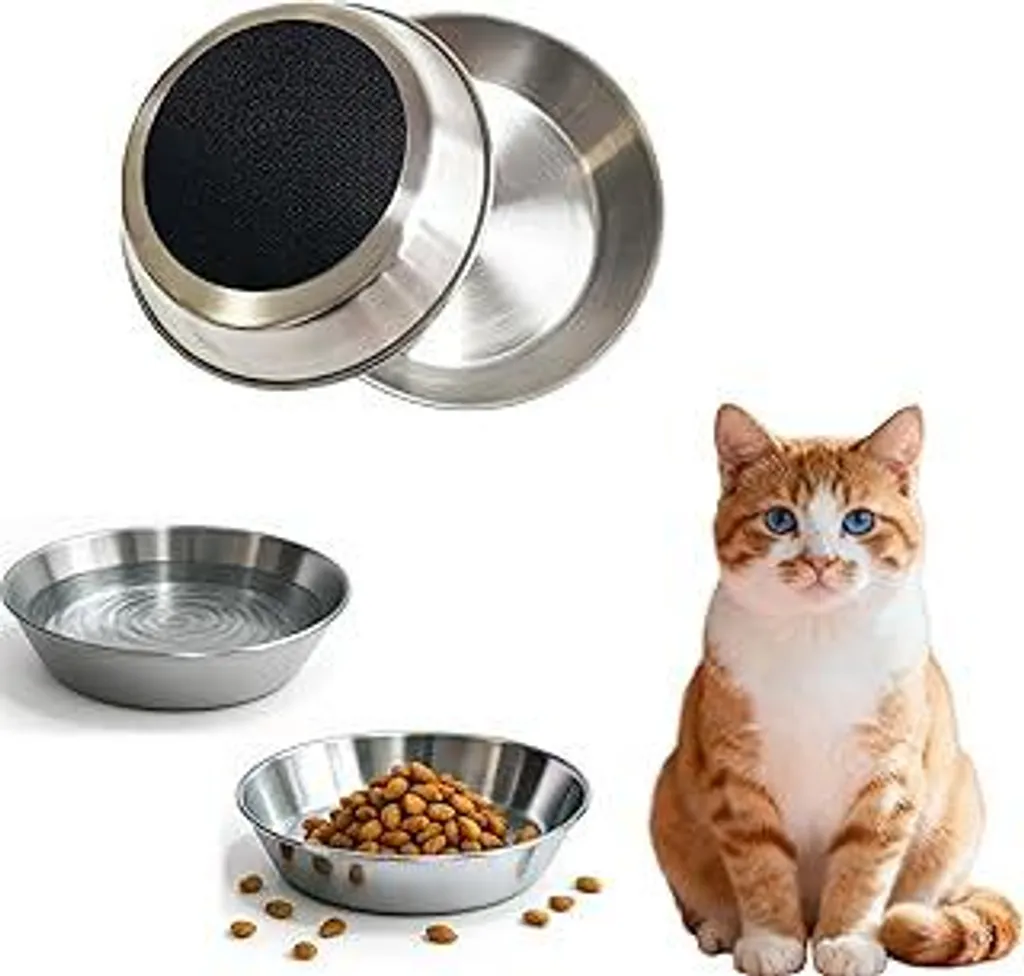 Set 2 Ciotole Gatto 15cm Acciaio 304 | Stop Baffi Irritati e Sporco