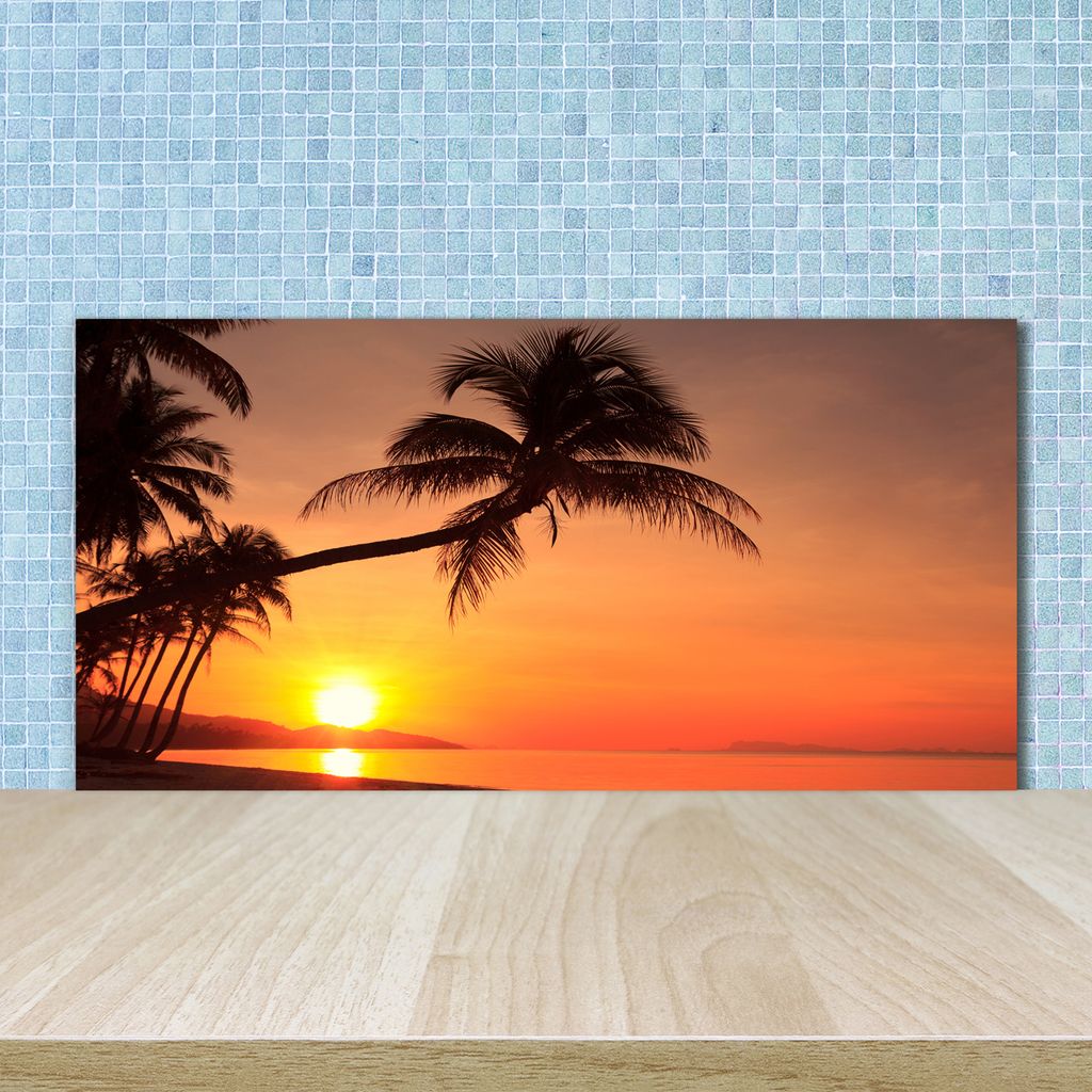 Tulup Küchenrückwand Spritzschutz aus Glas -100x50 -Spritzschutz auf gehärtetes GlasDeko Landschaften Sonnenuntergang