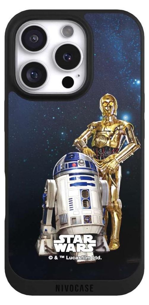 NIVOCASE Handyhülle für Apple iPhone 16 Pro Hülle NIVOpure Case Schwarz Star Wars Weltall R2D2