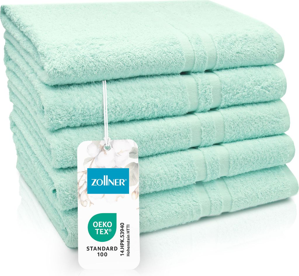 5er Set Duschtücher, 70x140 cm, 100% Baumwolle, mint Produktbild 