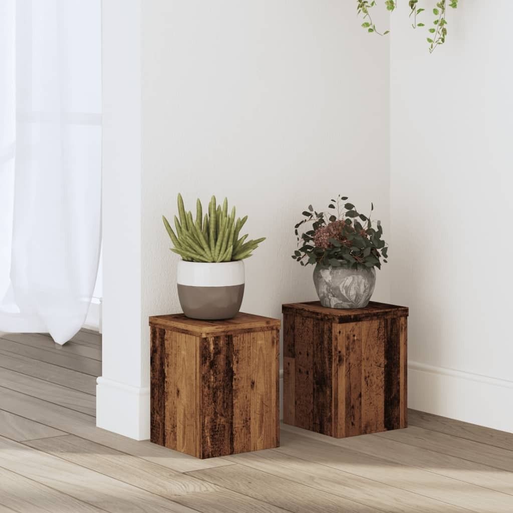 Möbel Pflanzenständer 2 Stk. Altholz-Optik 15x15x20 cm Holzwerkstoff - Beete 852895