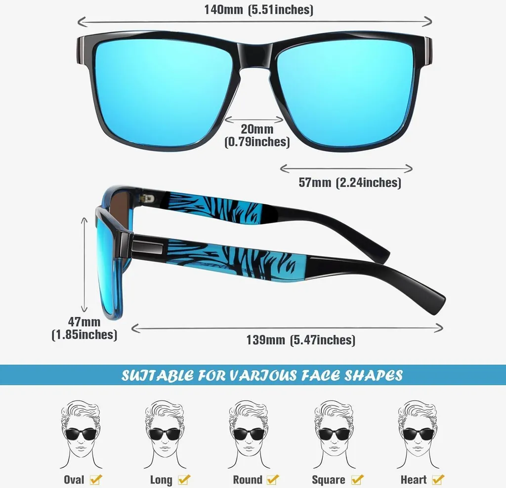 SIPHEW Occhiali Da Sole A Clip Polarizzati UV400 – Extra Larghi, Adatti Per Occhiali Da Vista, Unisex, Forma Squadrata