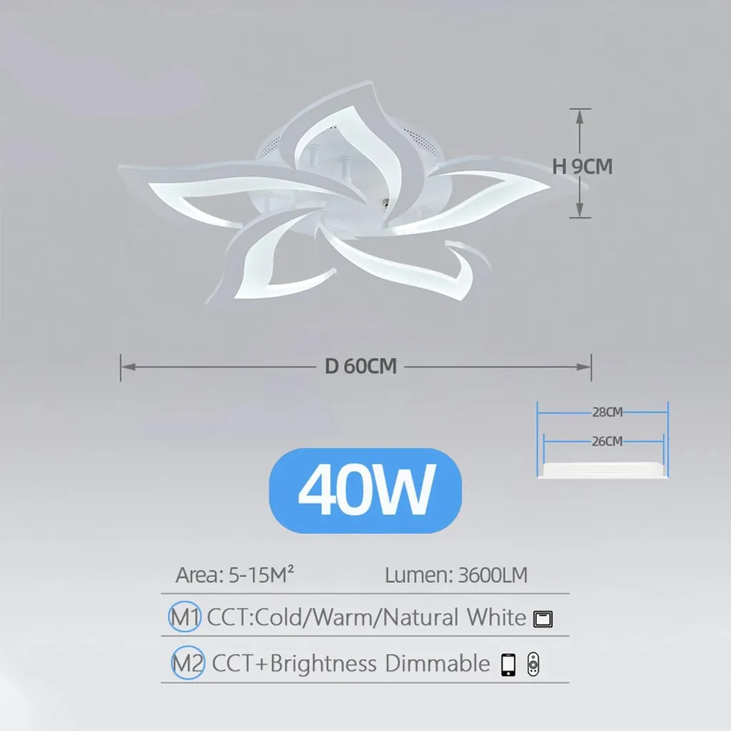 Lustre intelligent blanc 5 têtes à LED éclairage économe en énergie - 2