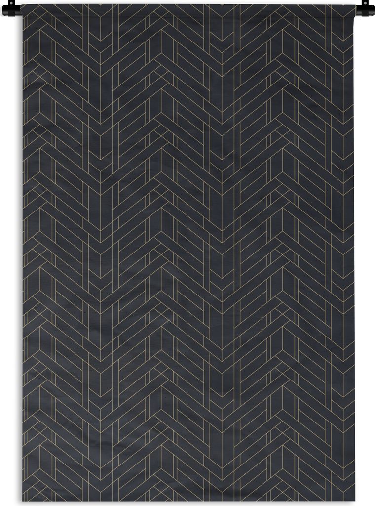 MuchoWow Wandteppich Wandbehang Art deco - Design - Gold - Schwarz 120x180 cm Tapisserie Dekoration Wandtuch - Schlafzimmer - Dekorationen für d...