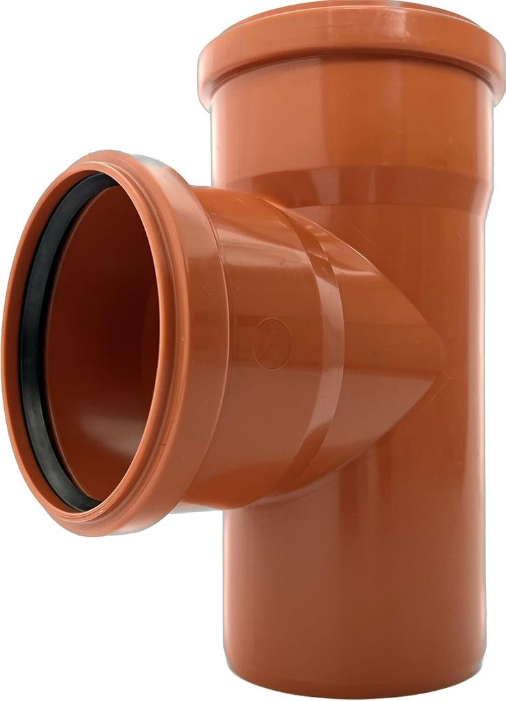 KG T-Stück DN 160/110 87° PVC-U Verbinder | mit Dichtung | für externe Entwässerungssysteme | Gummidichtung | Abwasser Installation | Kanalrohr...