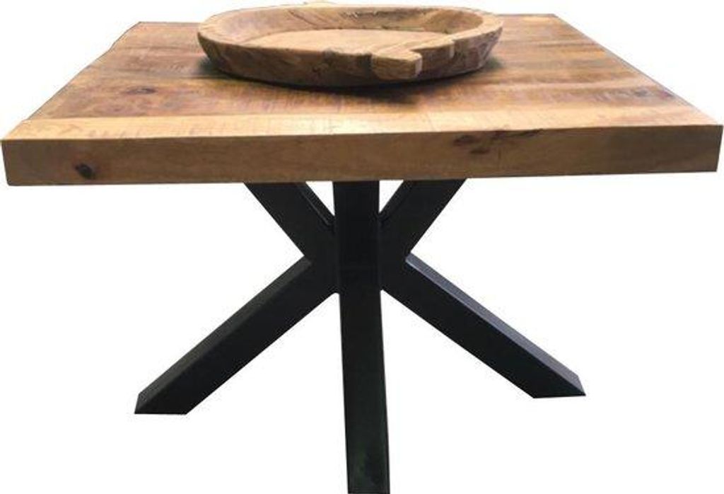 Salontafel vierkant 60x60x45 cm mangohout en metaal Productafbeelding 
