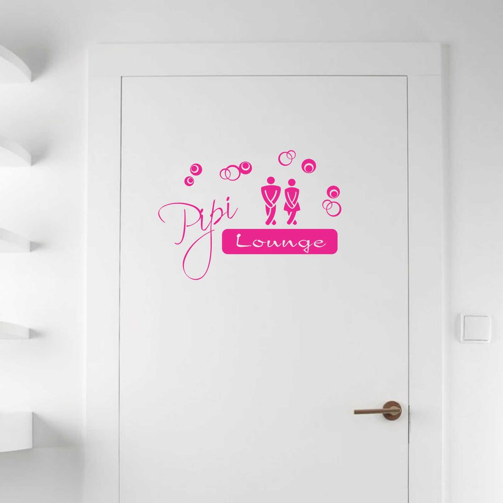 Wandtattoo - Wandaufkleber - Tür-/Wandtattoo "Pipi Lounge" - 50cm x 35cm pink - Dekoration Küche Wohnzimmer Wand