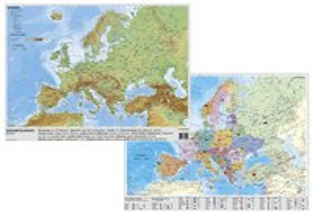 Sous-main Europe Physique et Politique 54x40 cm Anti-Rayures et Tâches