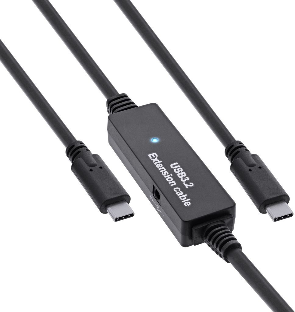 InLine USB 3.2 Gen.1 Aktiv-Kabel, USB-C Stecker an USB-C Stecker, schwarz, 10m