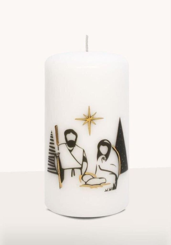 Weihnachtskerze Hl. Familie schwarz/gold 140 x Ø 70 mm Produktbild 