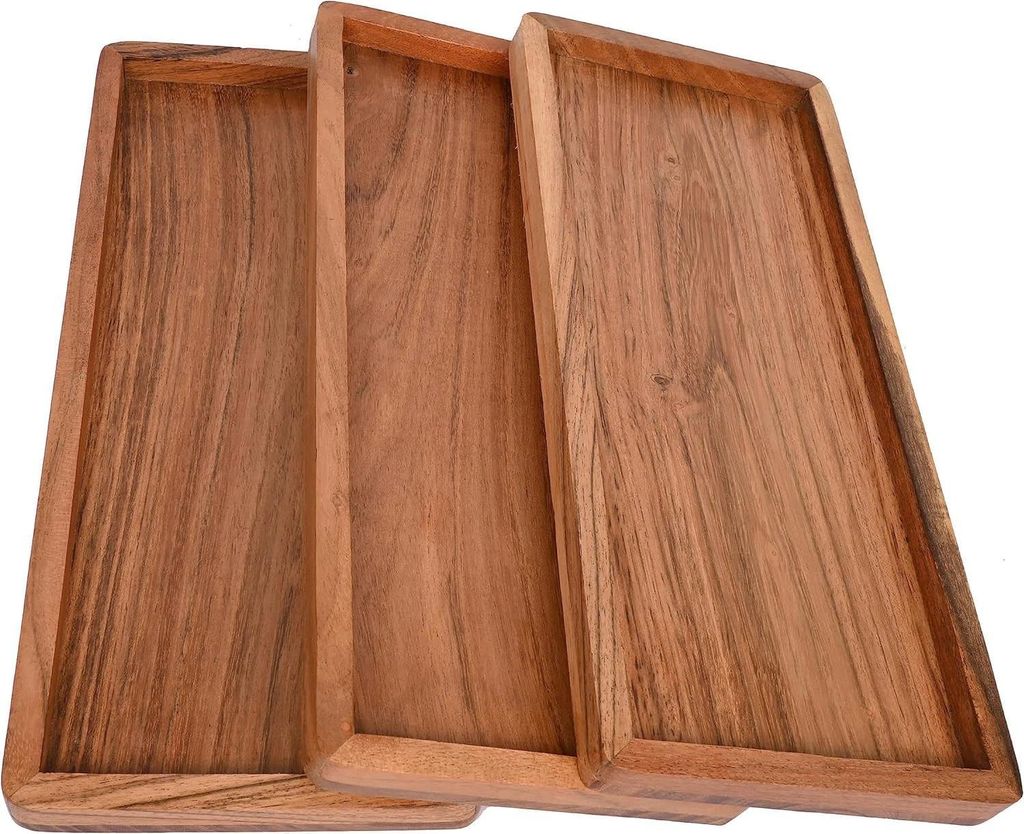 Rechteckige Holzplatten für Hausdekoration - Lebensmittel Gemüse Obst Charcuterie Servierbrett - Akazienholz (33,02 cm x 13,97 cm x 1,90 cm) - Se...