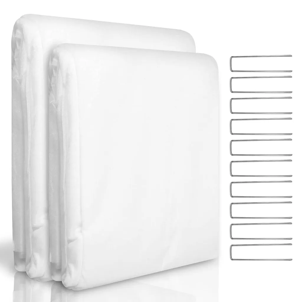 Toile d'hivernage pour plantes 30g/m² 2x5m avec 10 piquets de fixation