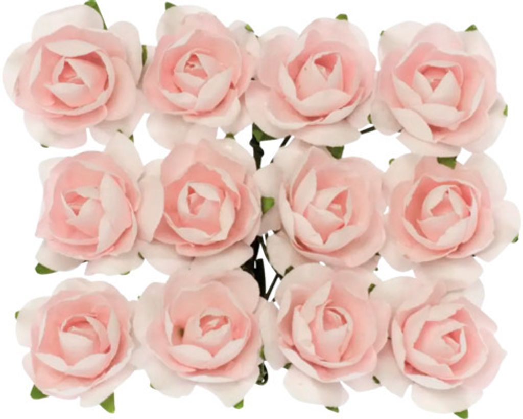 Glorex Röschen rosa mit Draht 18mm 12 Stück