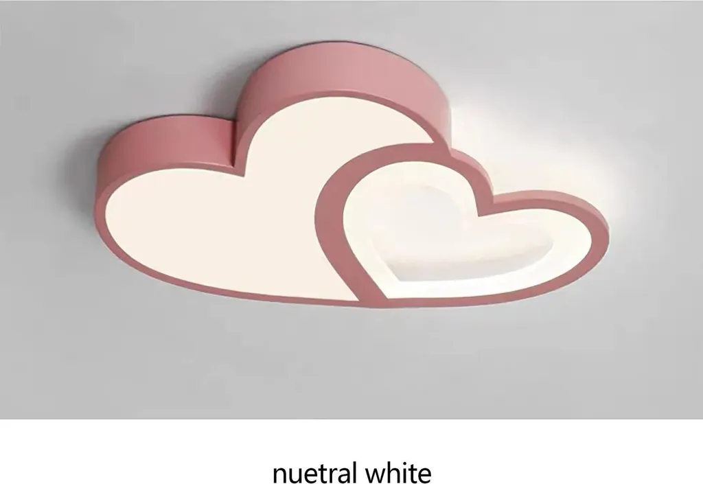 Plafonnier LED en forme de cœur rose 35W variable avec télécommande