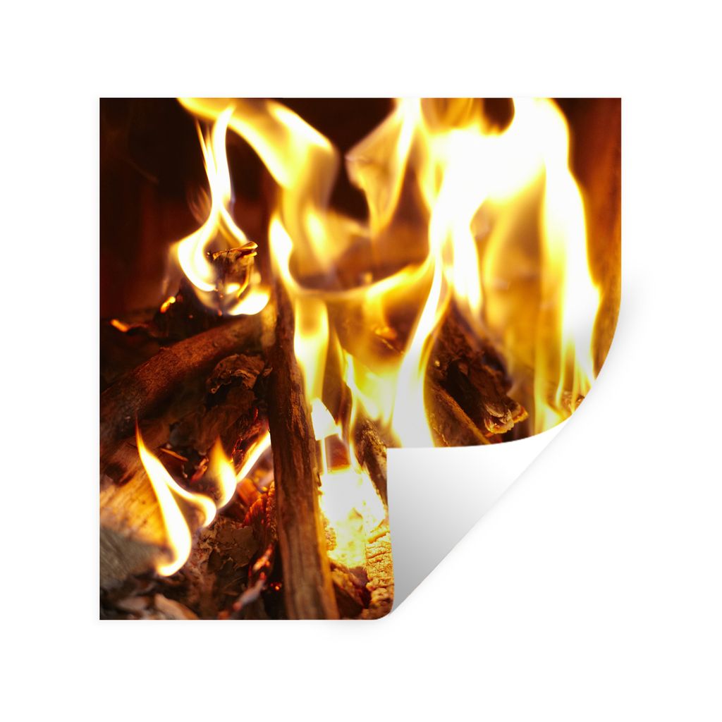 MuchoWow Wandtattoo Wandsticker Wandaufkleber Ein Kamin mit Feuer 50x50 cm Selbstklebend und Repositionierbar - Selbstklebend - Fototapeten
