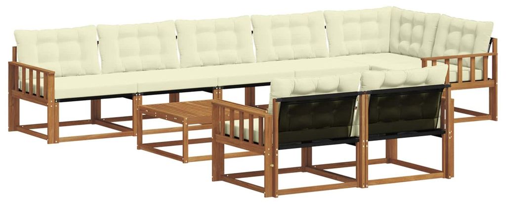 vidaXL Outdoor-Sofagarnitur mit Kissen 9 pcs Natur und Creme