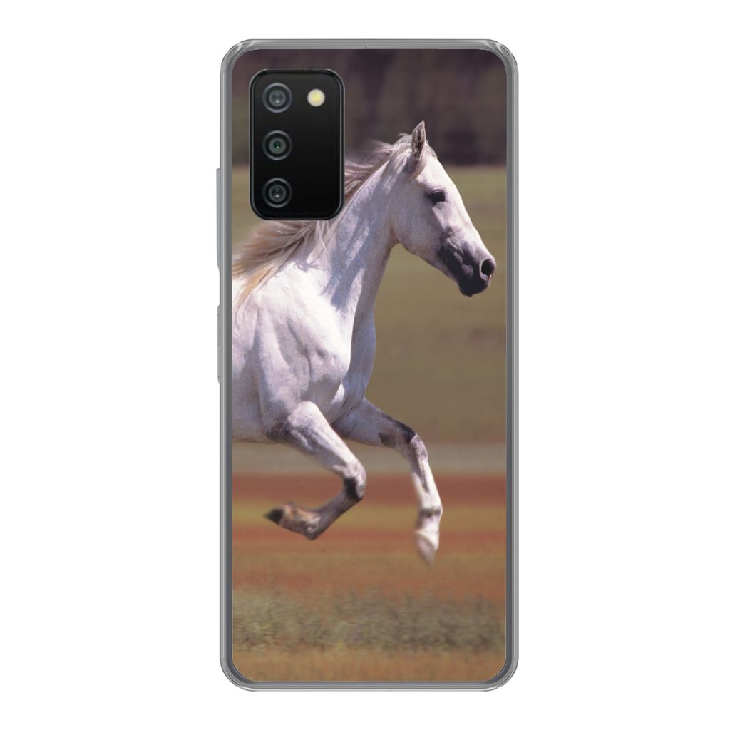 MuchoWow Handyhülle Schutzhülle Hülle für Samsung Galaxy A03s Pferd - Licht - Gras Silikon Softcase Handy Hülle - Schutz